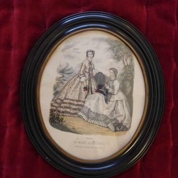 Leroy Imp Paris Oval Framed Print La Mode Illustree Bureaux Du Journal * - Picture 1 of 14